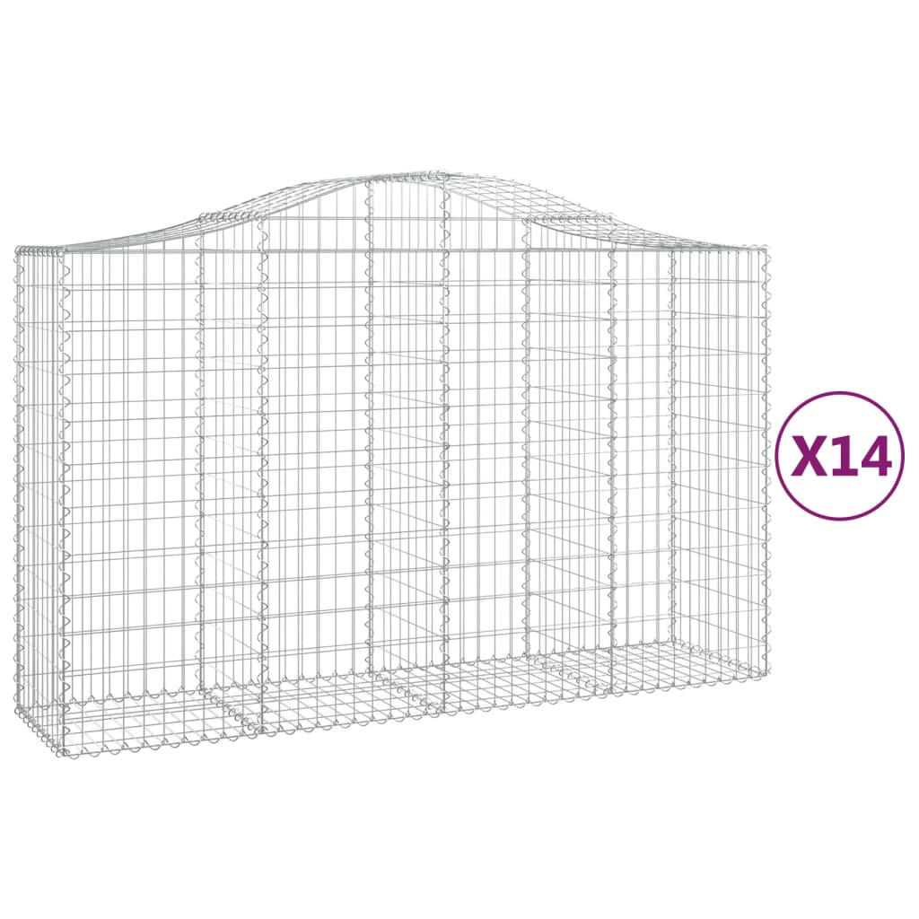 Cesti Gabbioni ad Arco 14 pz 200x50x120/140 cm Ferro Zincato