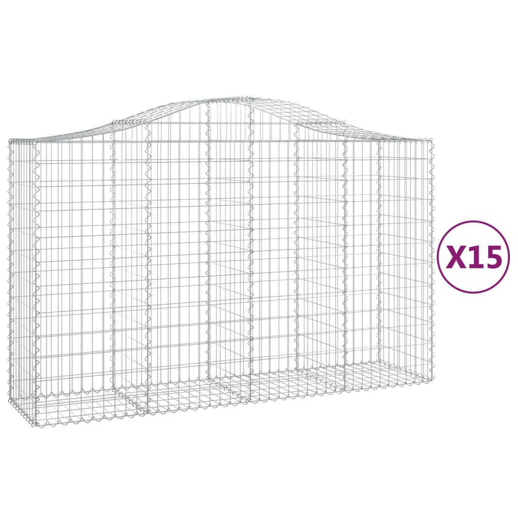 Cesti Gabbioni ad Arco 15 pz 200x50x120/140 cm Ferro Zincato