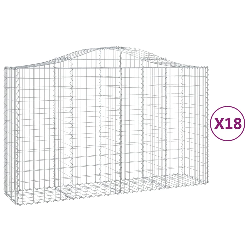 Cesti Gabbioni ad Arco 18 pz 200x50x120/140 cm Ferro Zincato