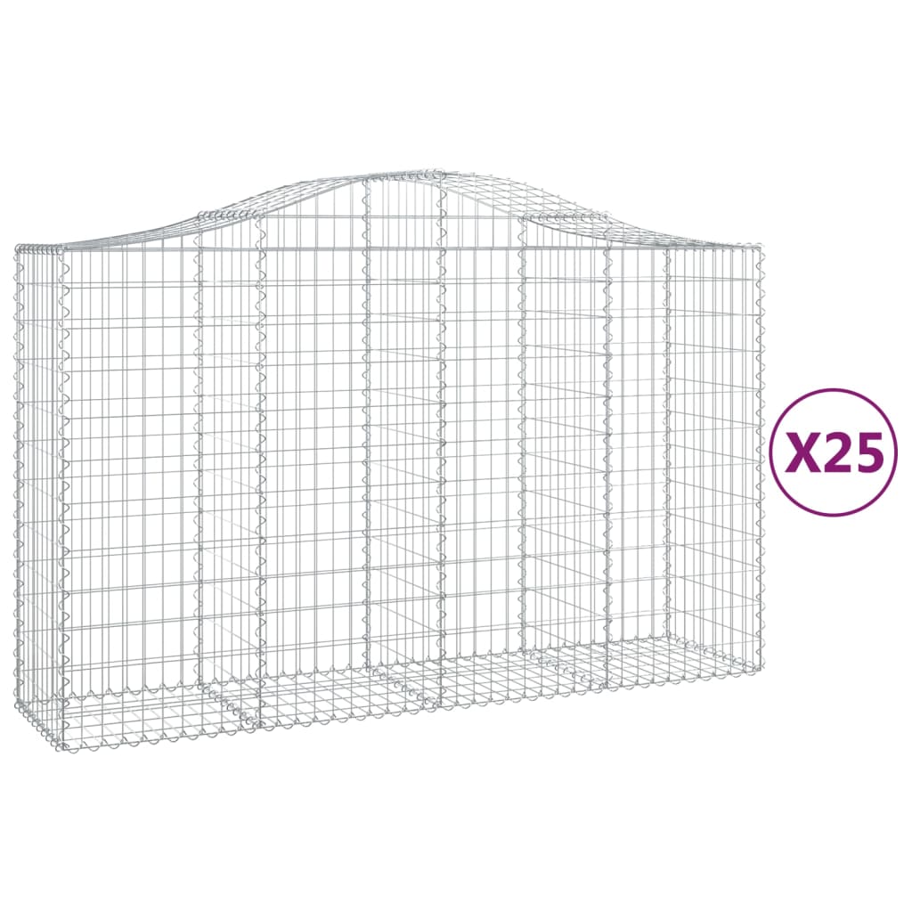 Cesti Gabbioni ad Arco 25 pz 200x50x120/140 cm Ferro Zincato