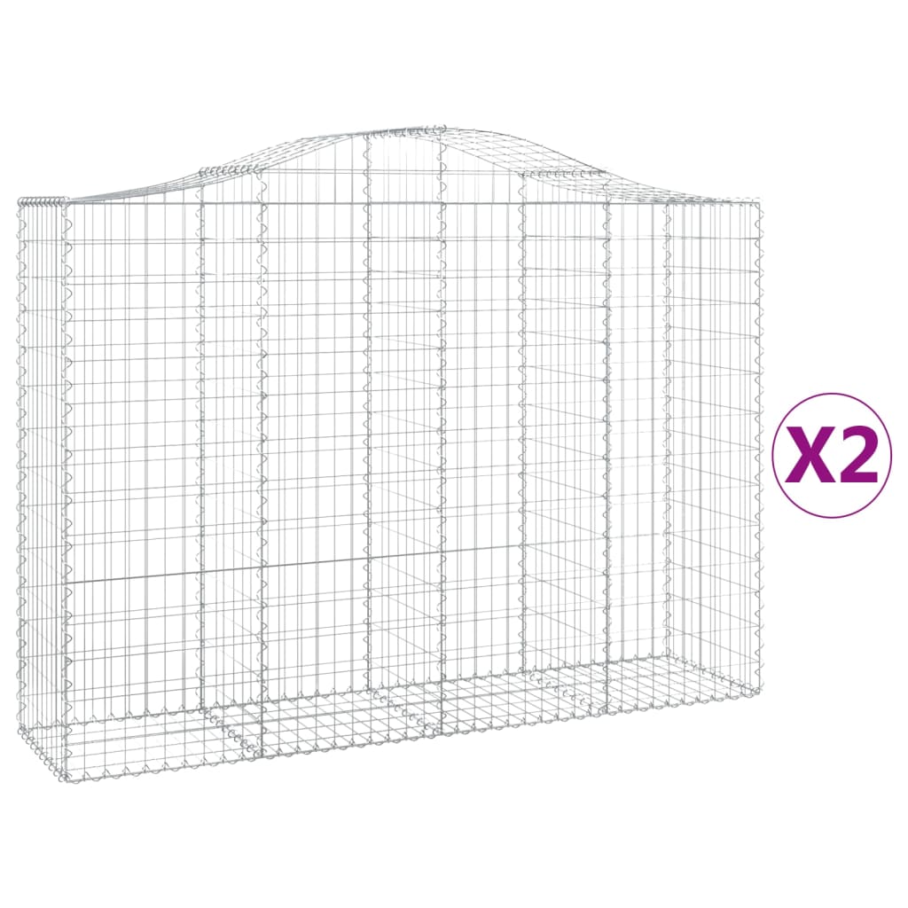 Cesti Gabbioni ad Arco 2 pz 200x50x140/160 cm Ferro Zincato