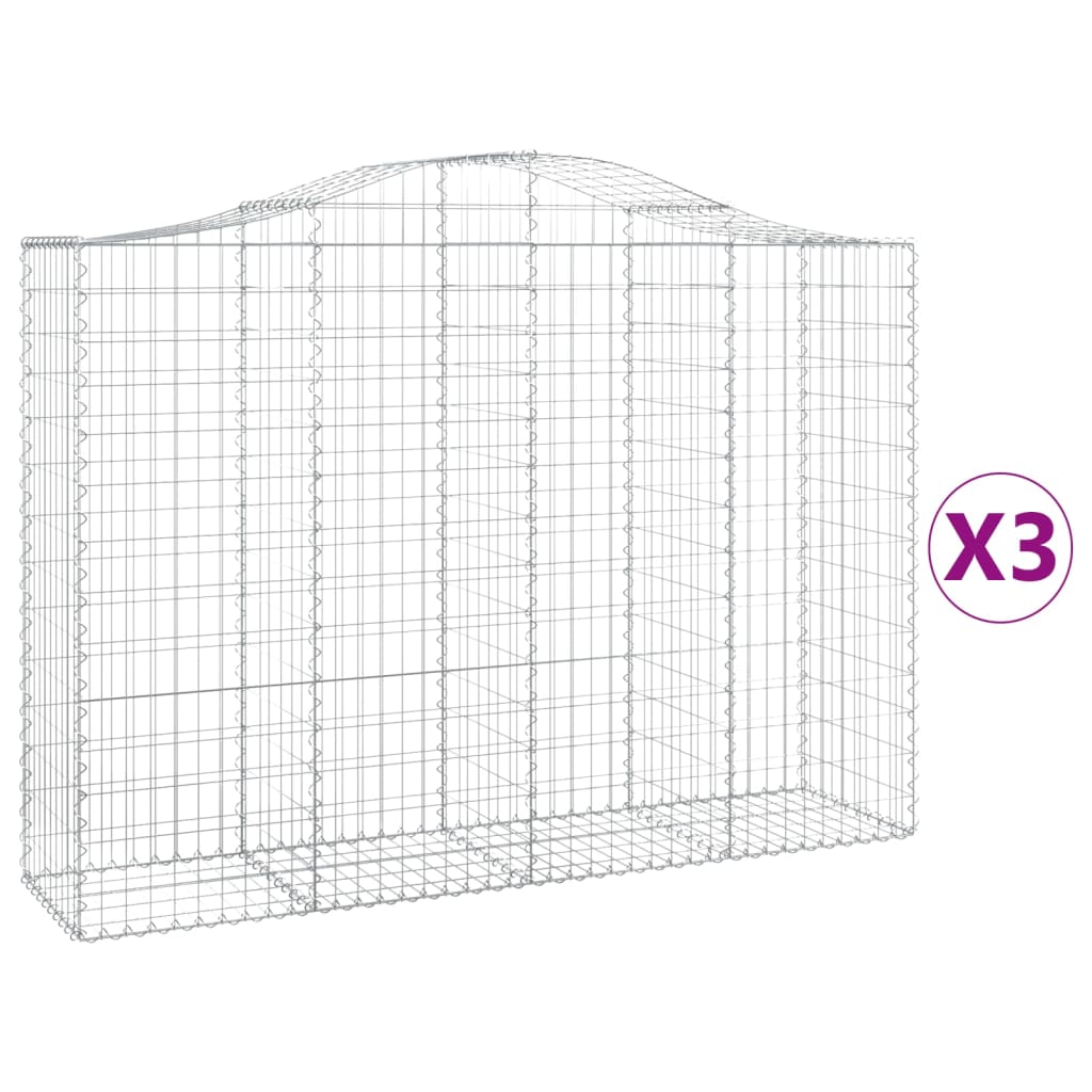 Cesti Gabbioni ad Arco 3 pz 200x50x140/160 cm Ferro Zincato