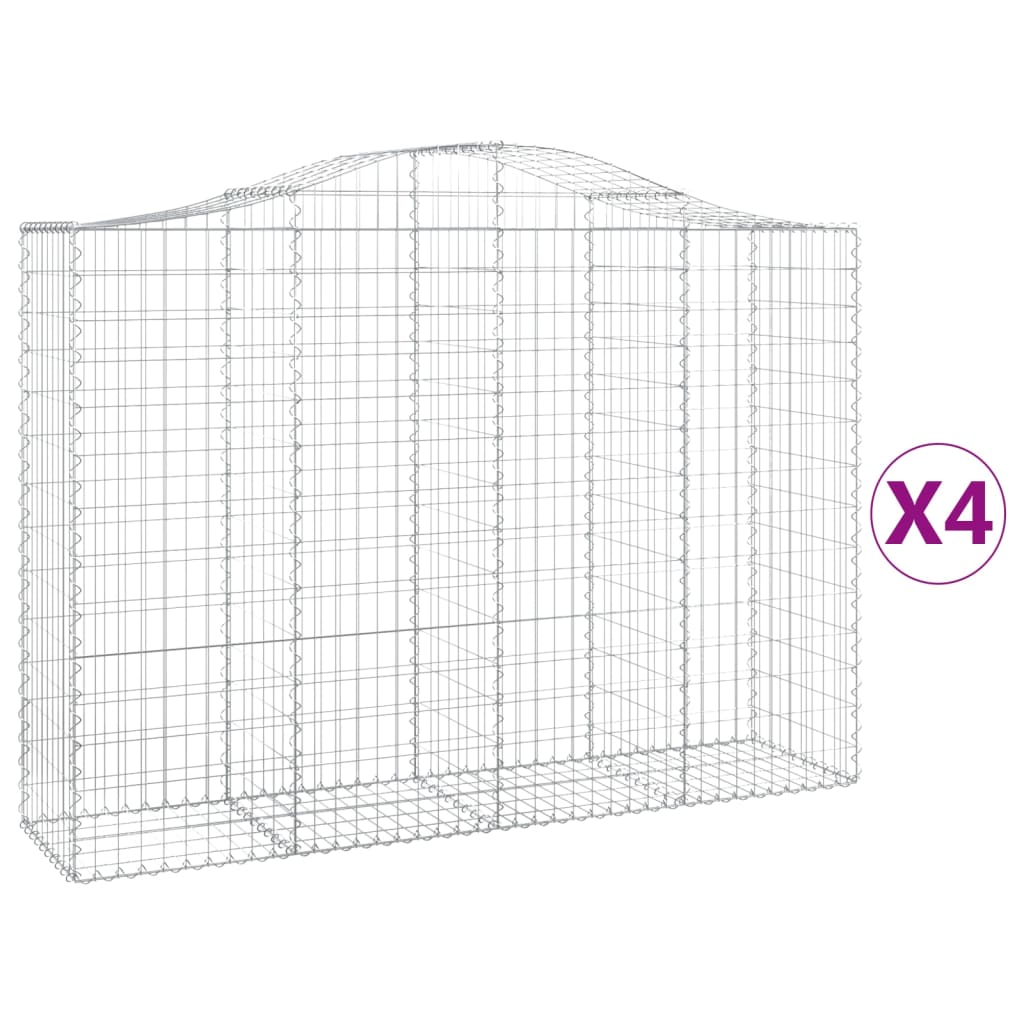 Cesti Gabbioni ad Arco 4 pz 200x50x140/160 cm Ferro Zincato