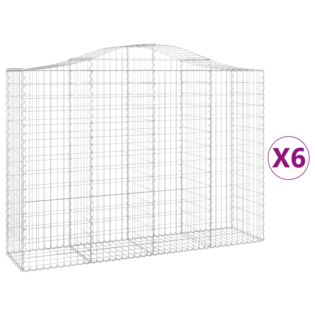 Cesti Gabbioni ad Arco 6 pz 200x50x140/160 cm Ferro Zincato