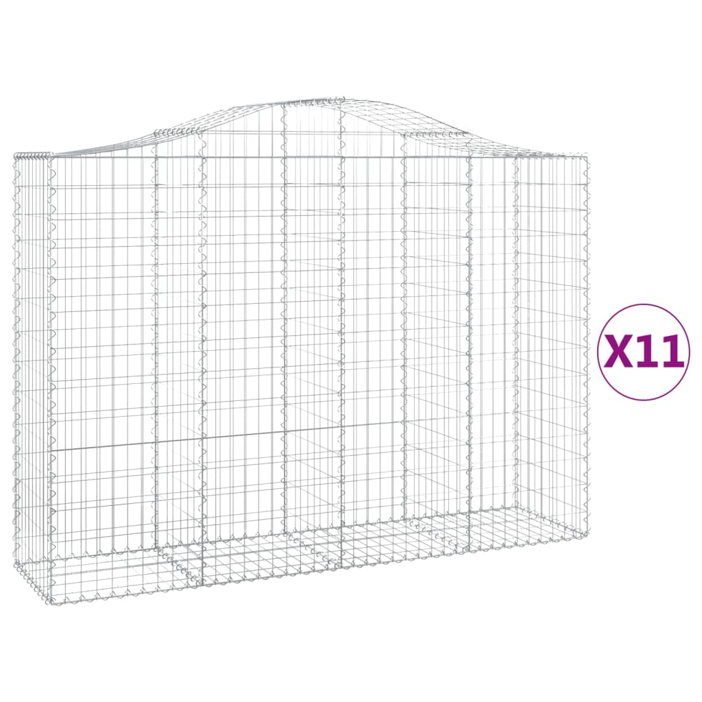 Cesti Gabbioni ad Arco 11 pz 200x50x140/160 cm Ferro Zincato