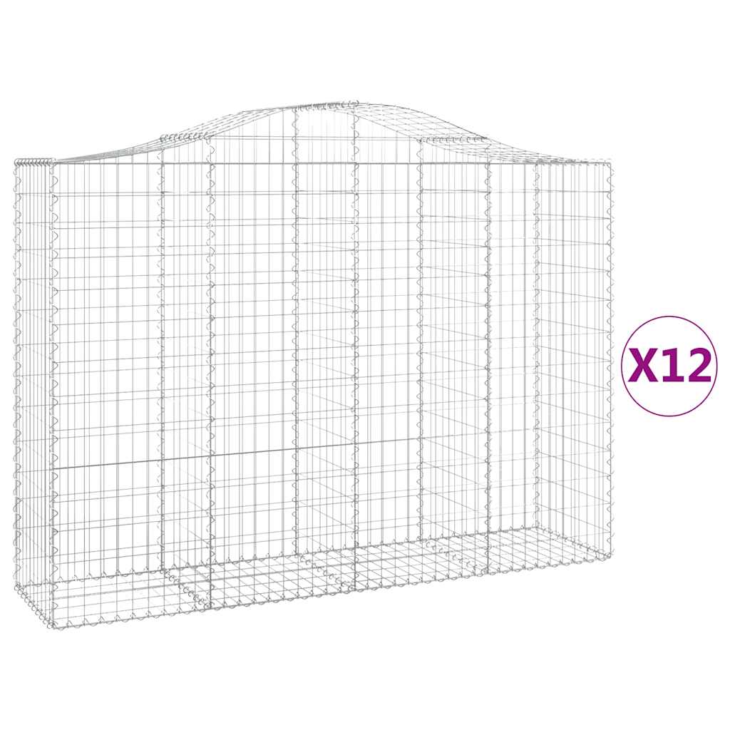 Cesti Gabbioni ad Arco 12 pz 200x50x140/160 cm Ferro Zincato