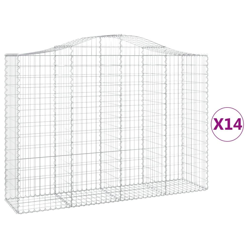 Cesti Gabbioni ad Arco 14 pz 200x50x140/160 cm Ferro Zincato
