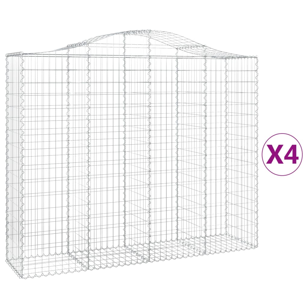 Set 4 Cesti Gabbioni ad Arco Ferro Zincato 200x50x160/180 cm