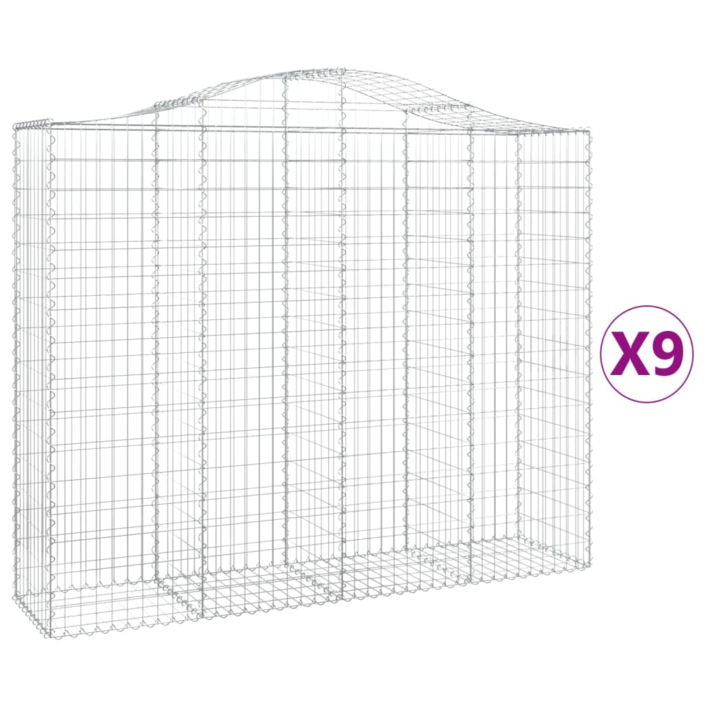 Cesti Gabbioni ad Arco 9 pz 200x50x160/180 cm Ferro Zincato