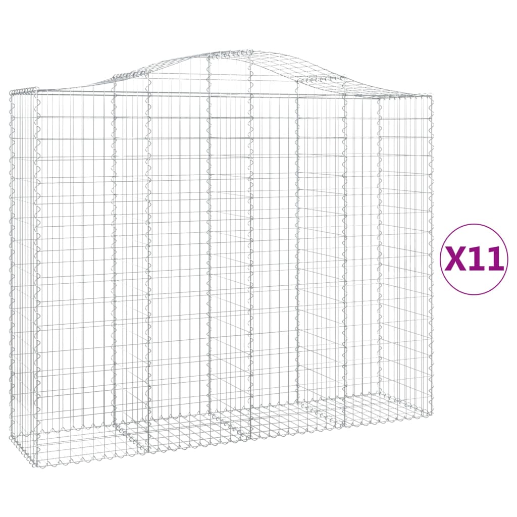 Cesti Gabbioni ad Arco 11 pz 200x50x160/180 cm Ferro Zincato