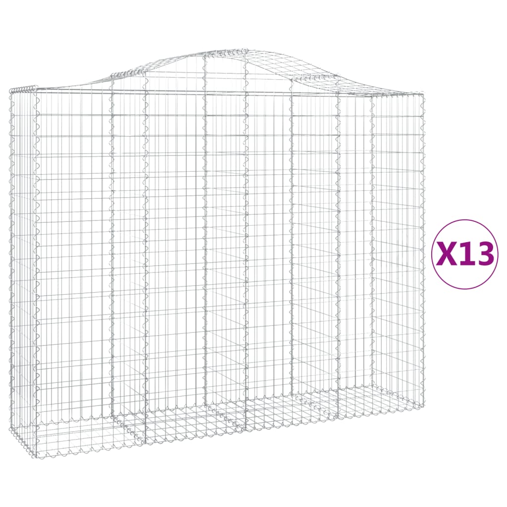 Cesti Gabbioni ad Arco 13 pz 200x50x160/180 cm Ferro Zincato