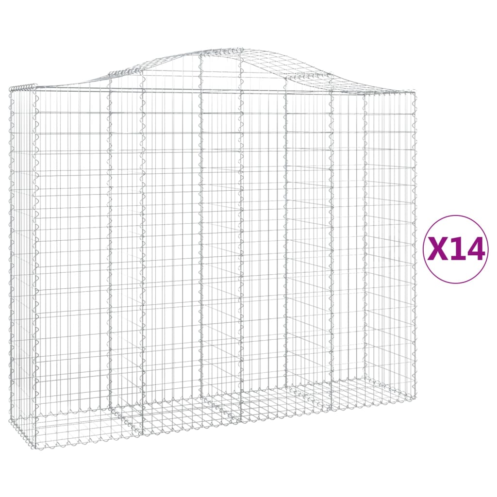 Cesti Gabbioni ad Arco 14 pz 200x50x160/180 cm Ferro Zincato