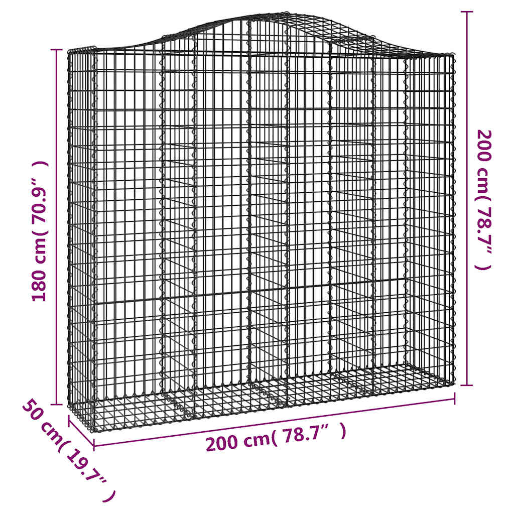 Cesti Gabbioni ad Arco 2 pz 200x50x180/200 cm Ferro Zincato