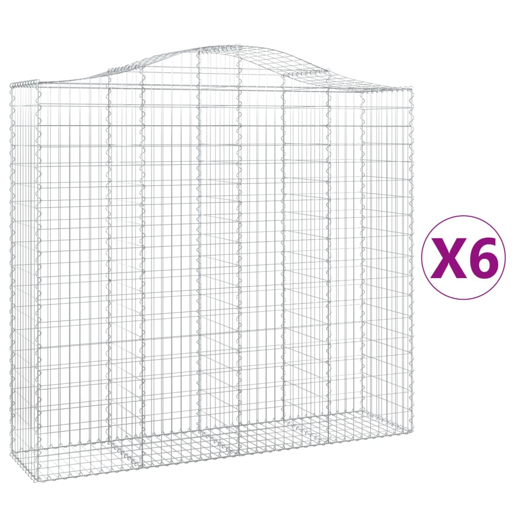 Cesti Gabbioni ad Arco 6 pz 200x50x180/200 cm Ferro Zincato