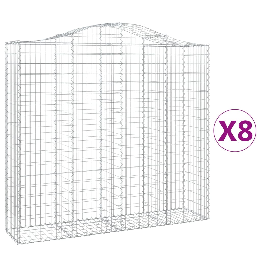 Cesti Gabbioni ad Arco 8 pz 200x50x180/200 cm Ferro Zincato