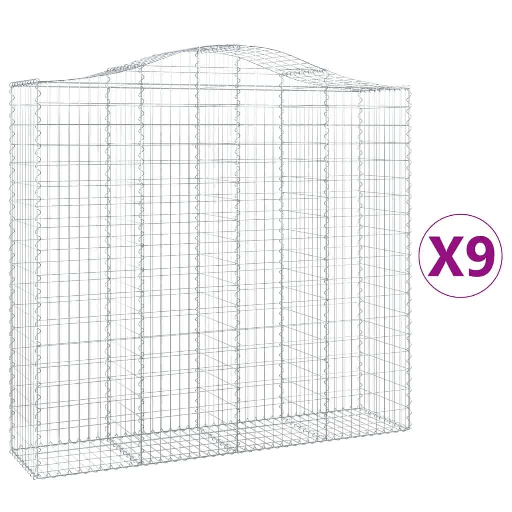Cesti Gabbioni ad Arco 9 pz 200x50x180/200 cm Ferro Zincato