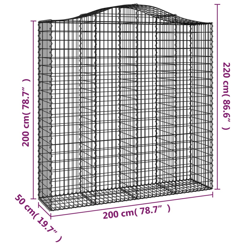Cesti Gabbioni ad Arco 5 pz 200x50x200/220 cm Ferro Zincato