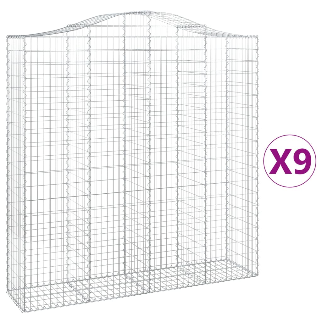 Cesti Gabbioni ad Arco 9 pz 200x50x200/220 cm Ferro Zincato