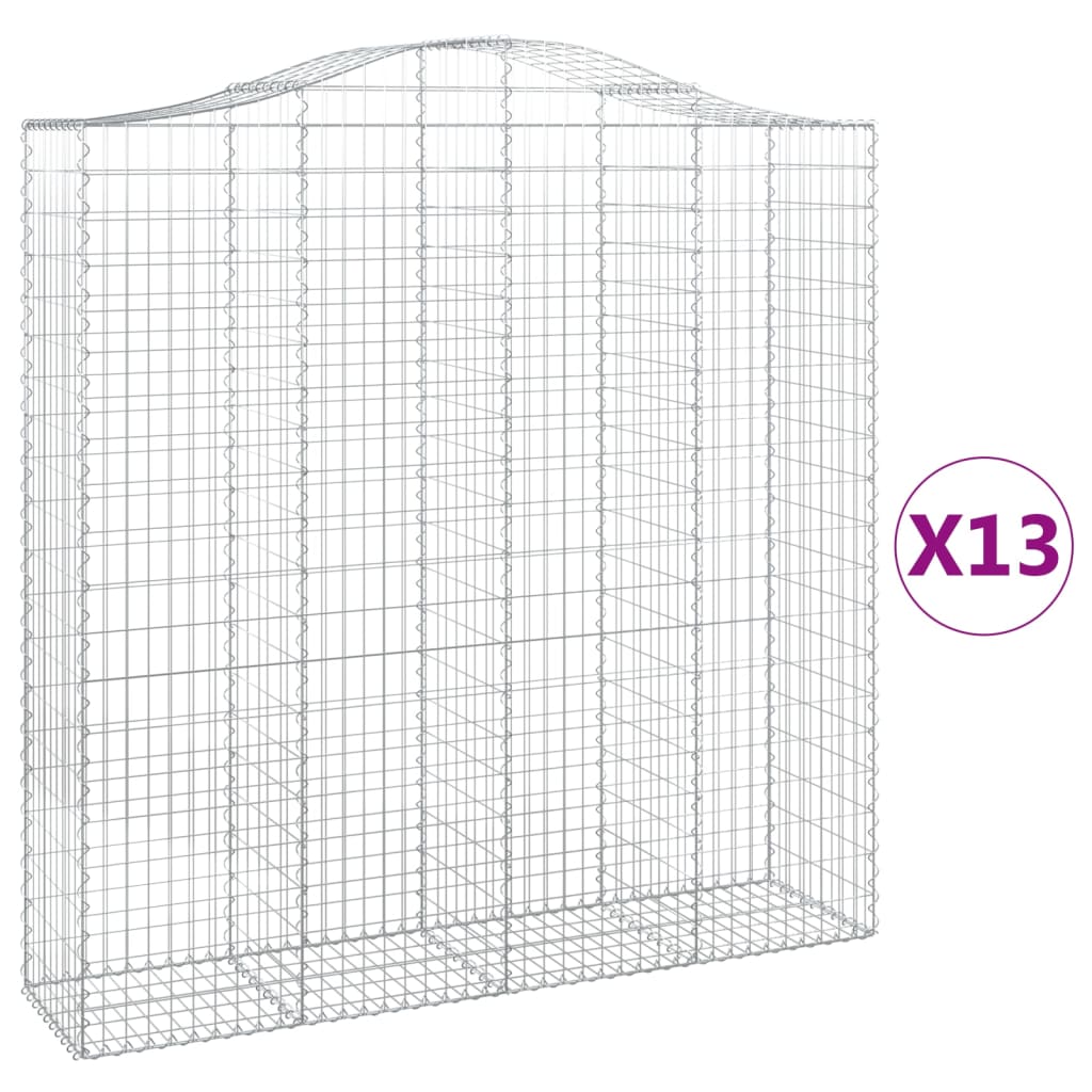 Cesti Gabbioni ad Arco 13 pz 200x50x200/220 cm Ferro Zincato