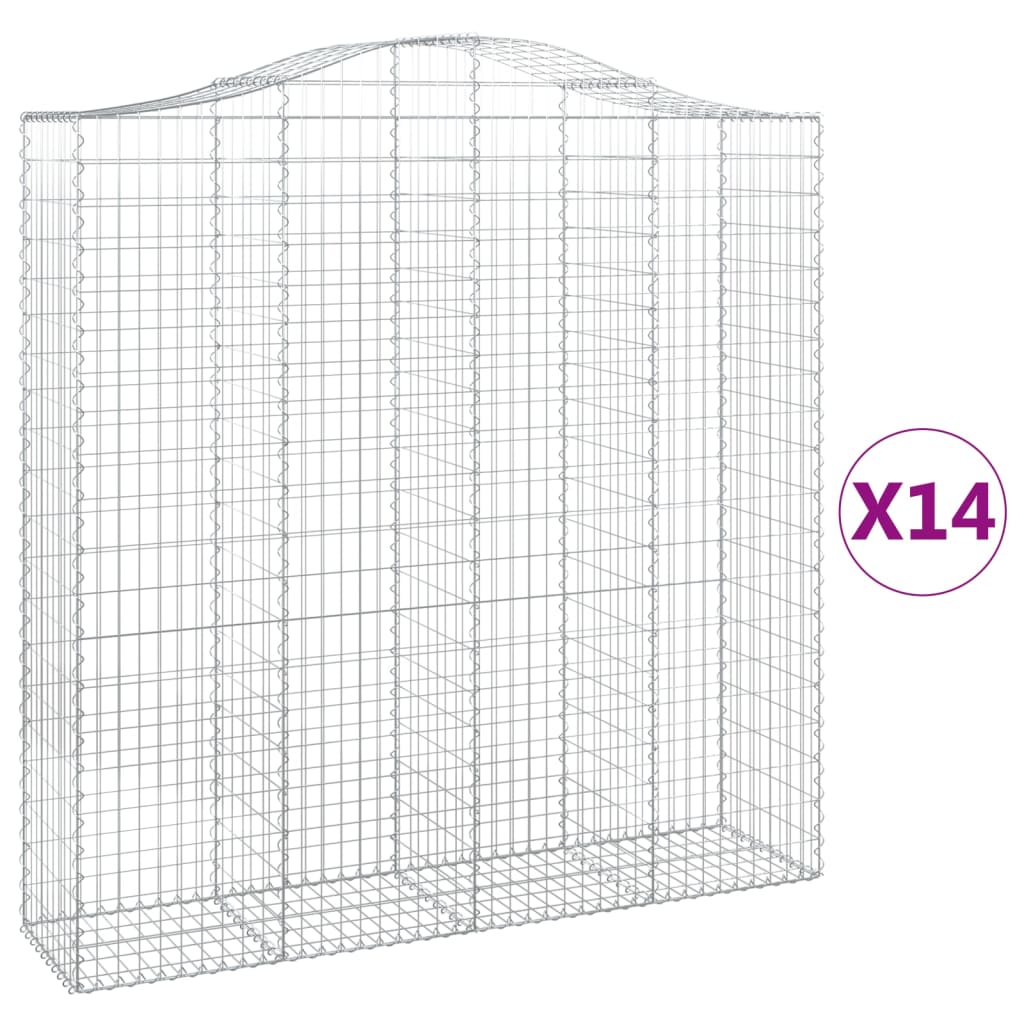 Cesti Gabbioni ad Arco 14 pz 200x50x200/220 cm Ferro Zincato