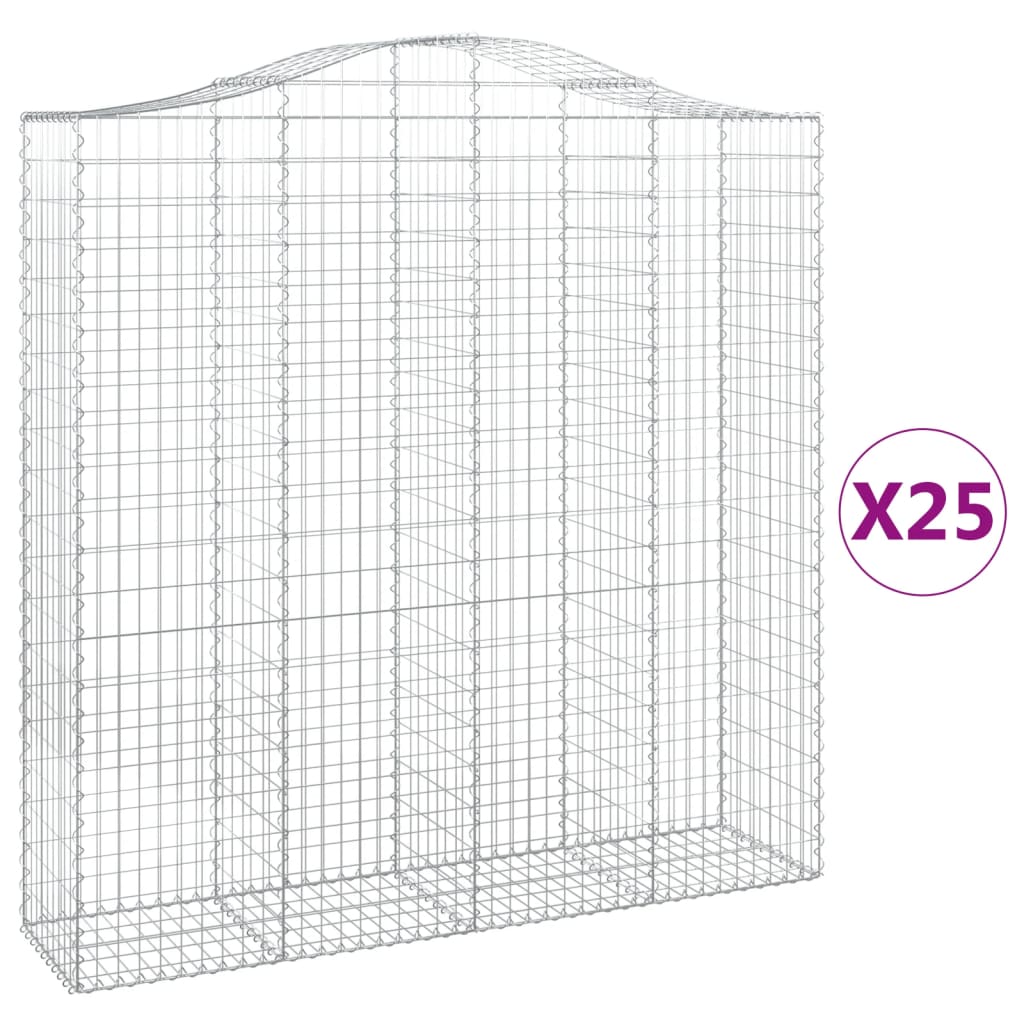 Cesti Gabbioni ad Arco 25 pz 200x50x200/220 cm Ferro Zincato