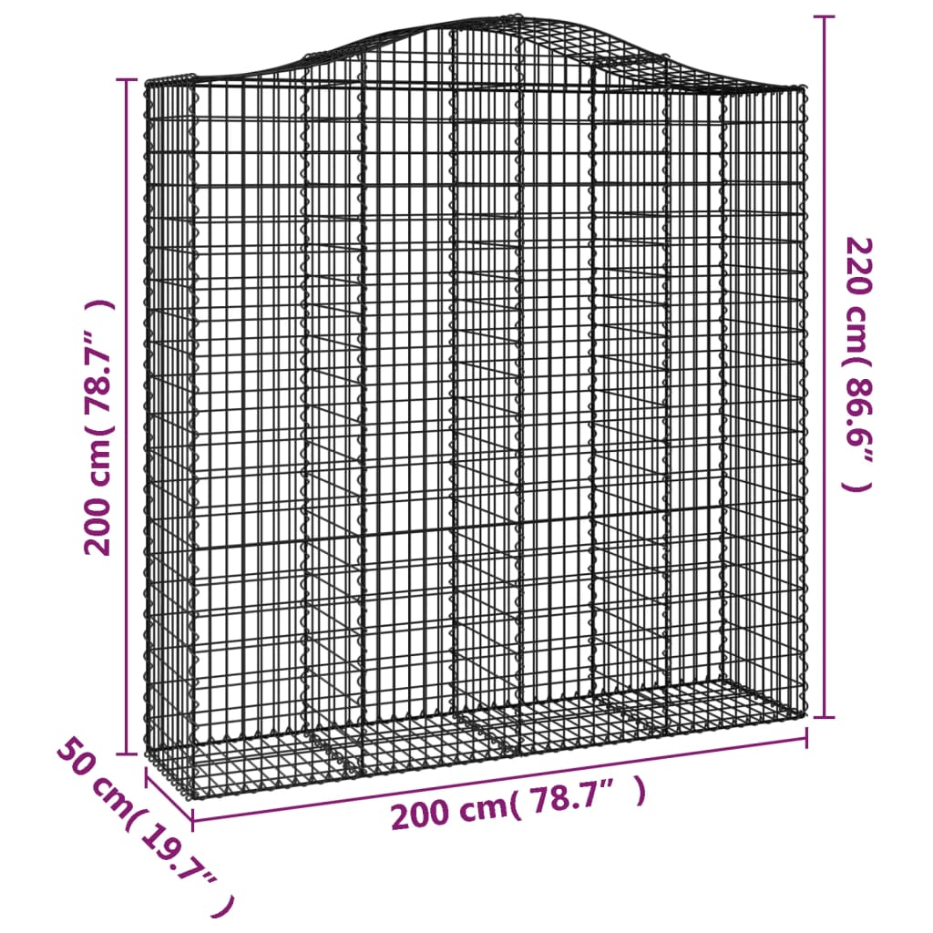 Cesti Gabbioni ad Arco 40 pz 200x50x200/220 cm Ferro Zincato