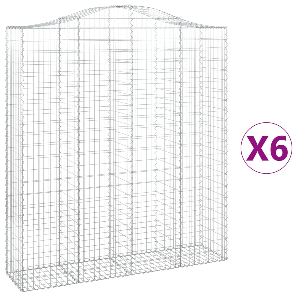 Cesti Gabbioni ad Arco 6 pz 200x50x220/240 cm Ferro Zincato