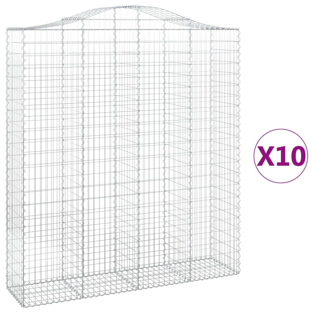 Cesti Gabbioni ad Arco 10 pz 200x50x220/240 cm Ferro Zincato