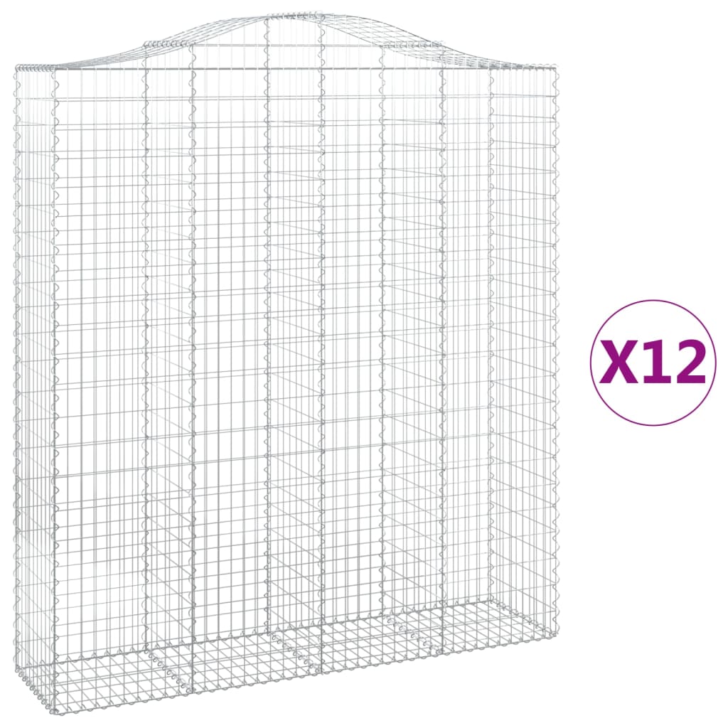 Cesti Gabbioni ad Arco 12 pz 200x50x220/240 cm Ferro Zincato