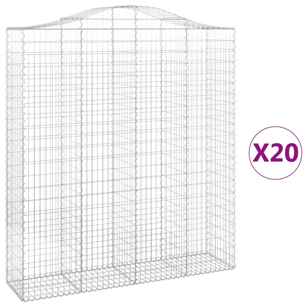 Cesti Gabbioni ad Arco 20 pz 200x50x220/240 cm Ferro Zincato