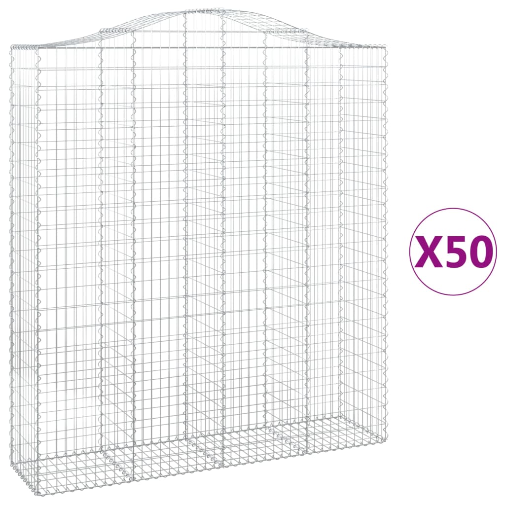 Cesti Gabbioni ad Arco 50 pz 200x50x220/240 cm Ferro Zincato