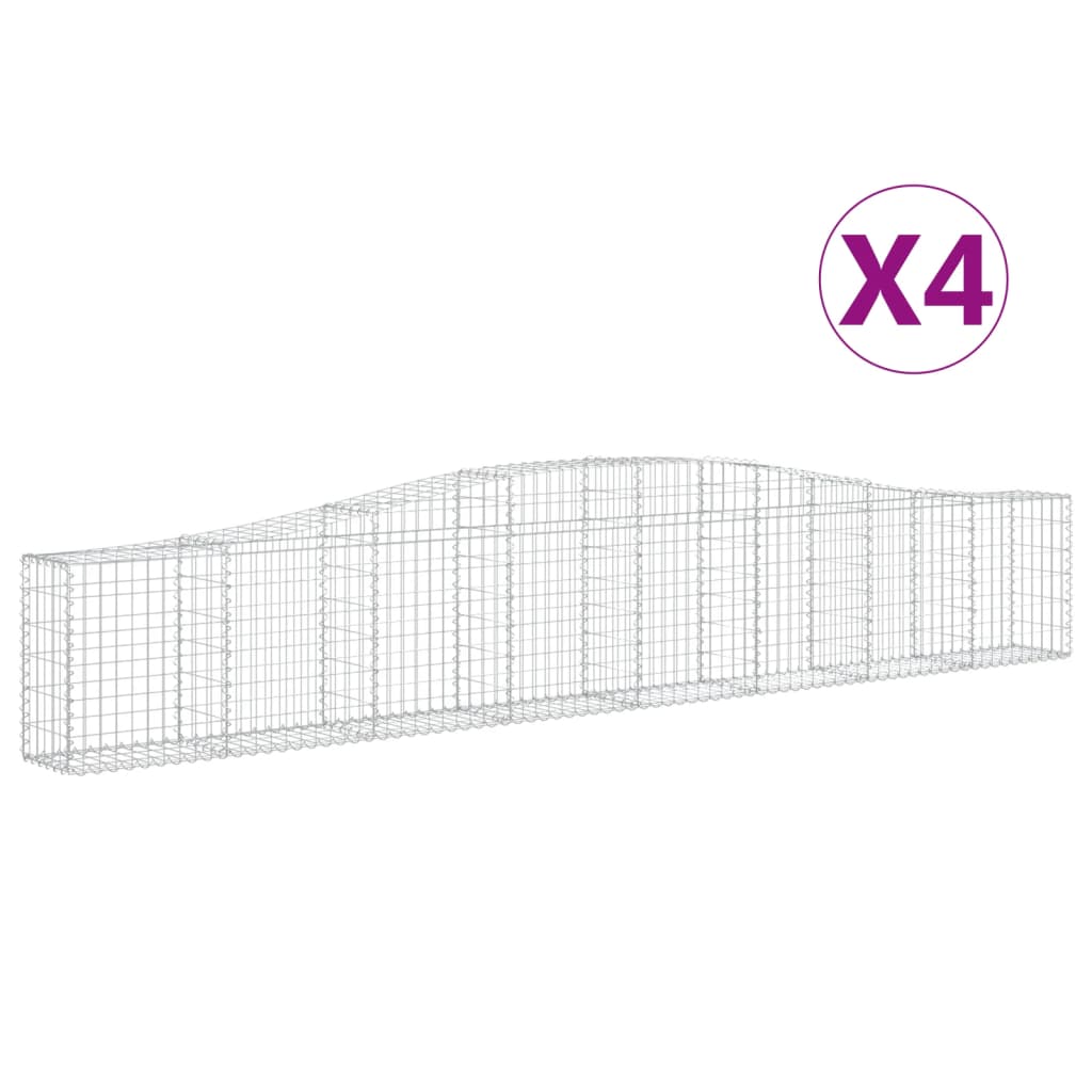 Cesti Gabbioni ad Arco 4 pz 400x30x60/80 cm Ferro Zincato