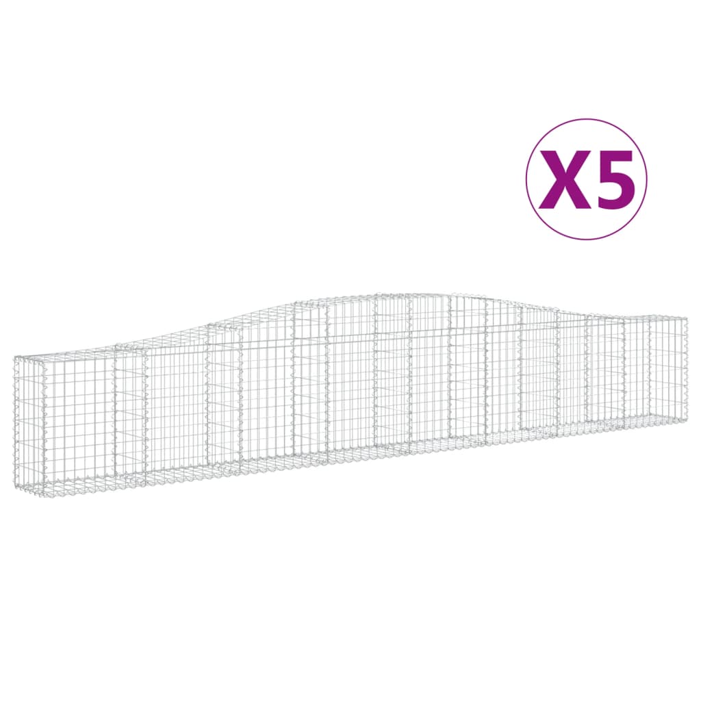Cesti Gabbioni ad Arco 5 pz 400x30x60/80 cm Ferro Zincato