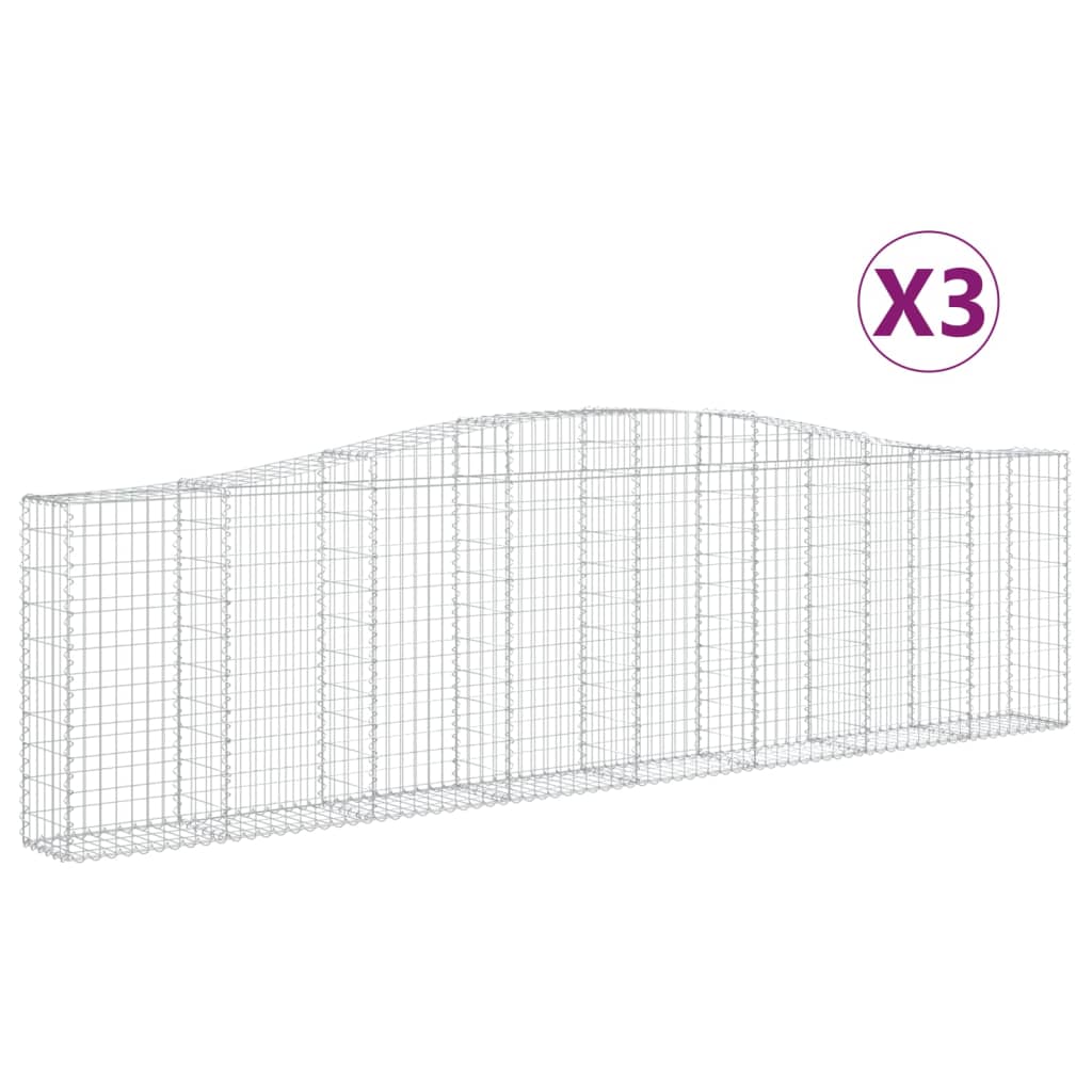 Set 3 Gabbioni ad Arco Ferro Zincato 400 x 30 cm Argento