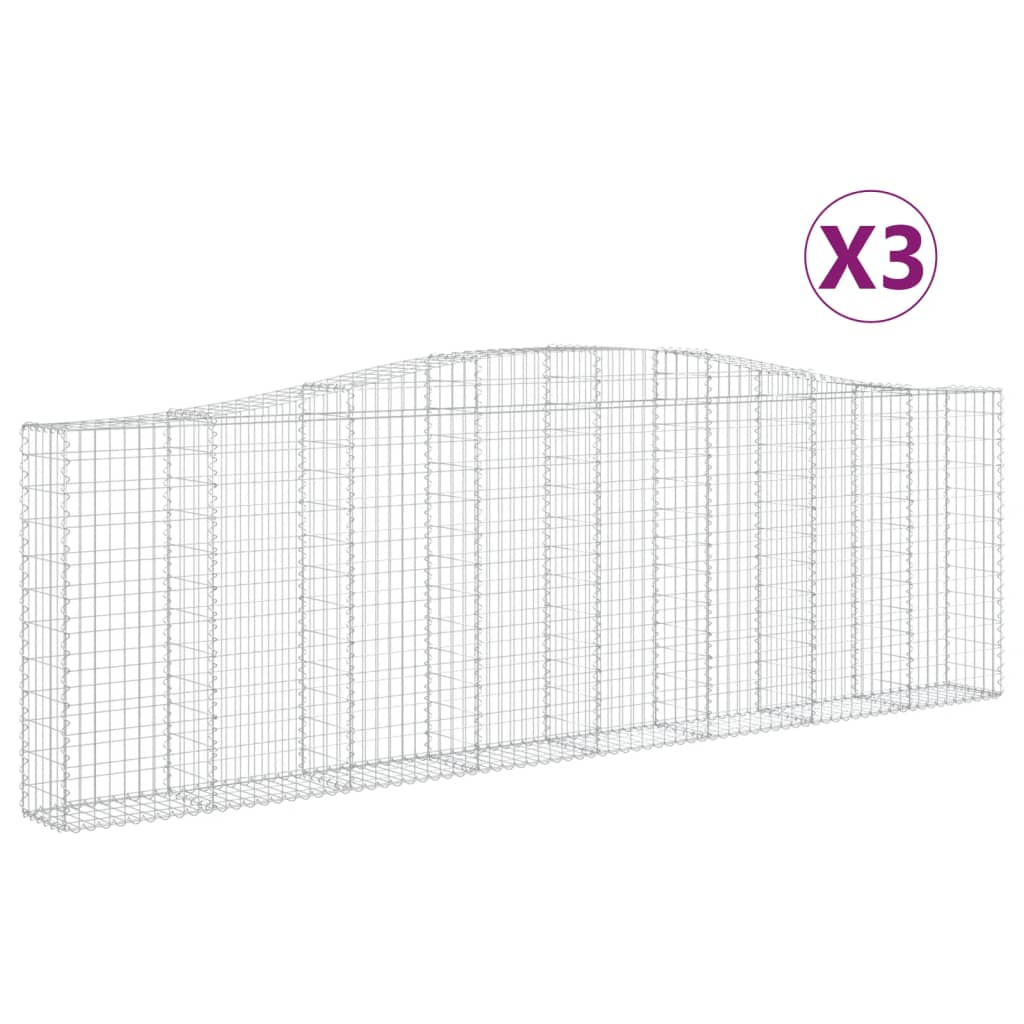 Cesti Gabbioni ad Arco 3 pz 400x30x120/140 cm Ferro Zincato