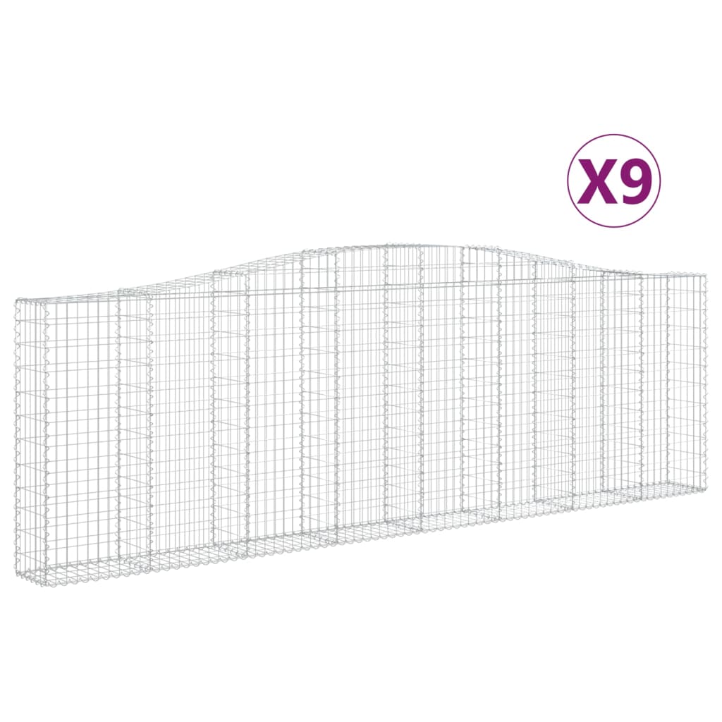 Cesti Gabbioni ad Arco 9 pz 400x30x120/140 cm Ferro Zincato