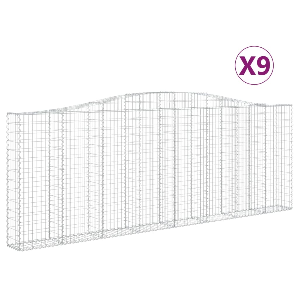 Cesti Gabbioni ad Arco 9 pz 400x30x140/160 cm Ferro Zincato