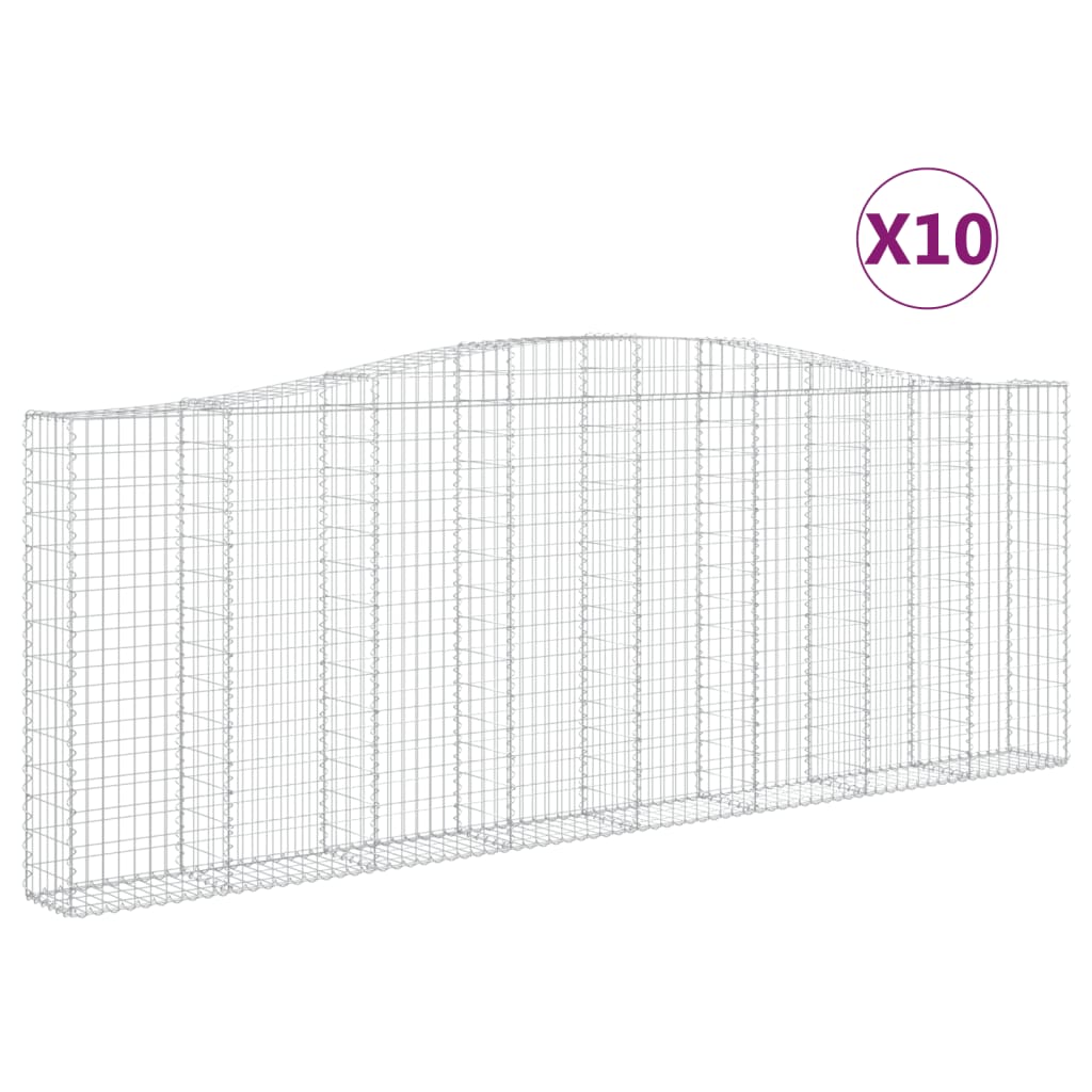 Cesti Gabbioni ad Arco 10 pz 400x30x140/160 cm Ferro Zincato