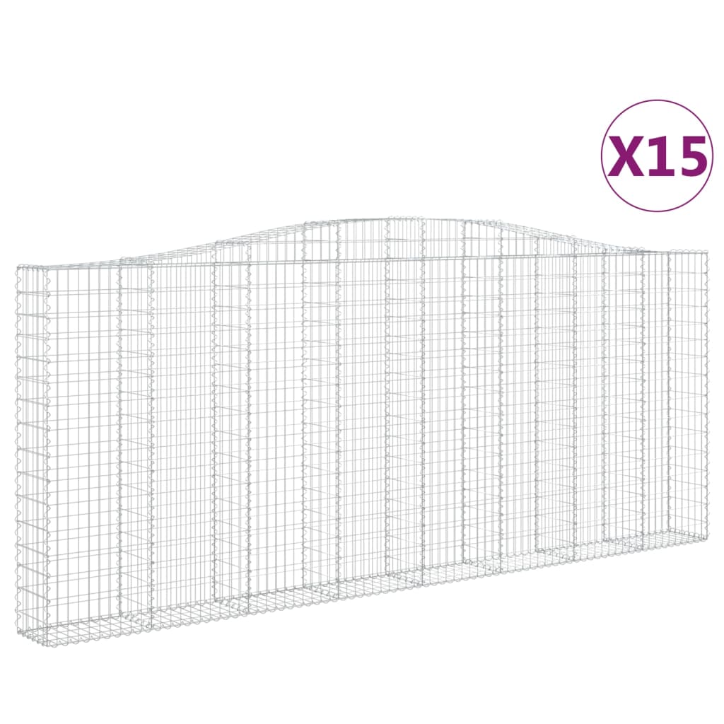 Cesti Gabbioni ad Arco 15 pz 400x30x160/180 cm Ferro Zincato