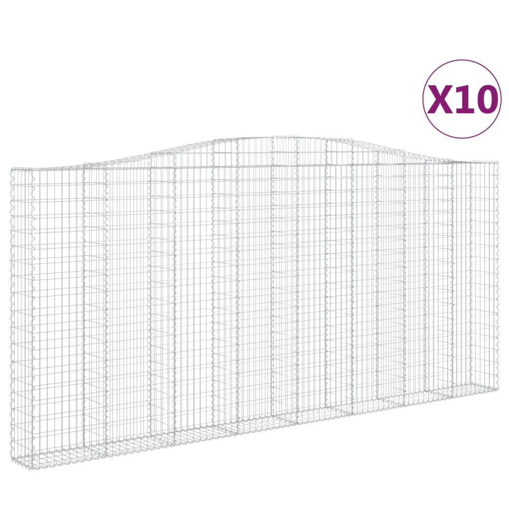 Cesti Gabbioni ad Arco 10 pz 400x30x180/200 cm Ferro Zincato
