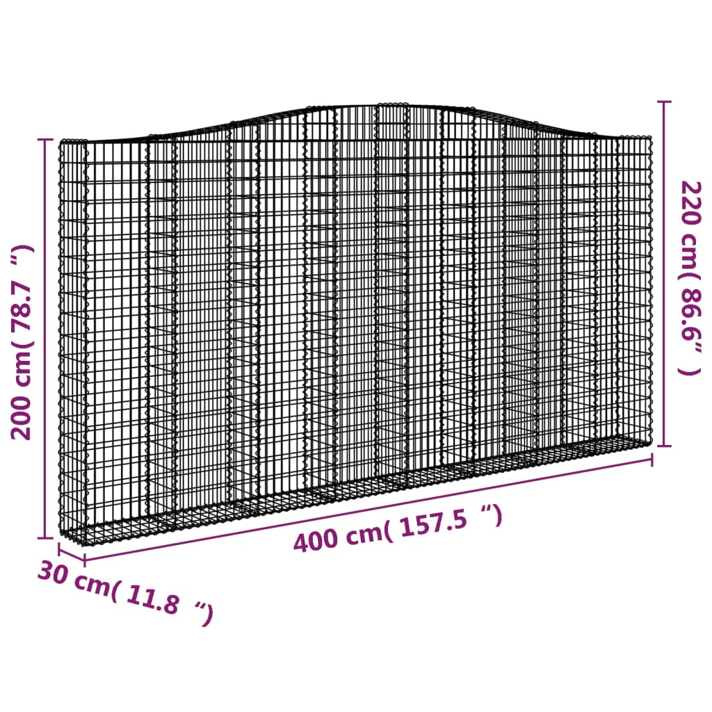 Cesti Gabbioni ad Arco 7 pz 400x30x200/220 cm Ferro Zincato