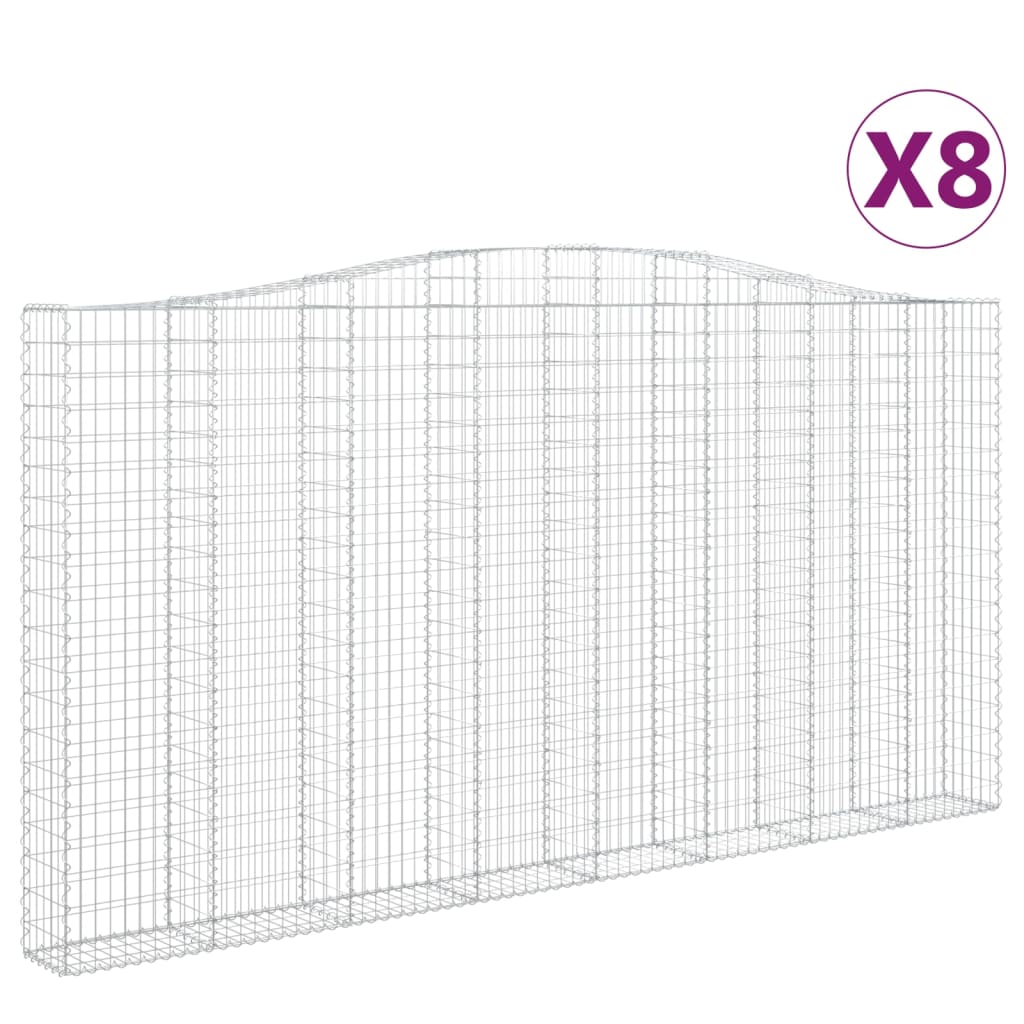 Cesti Gabbioni ad Arco 8 pz 400x30x200/220 cm Ferro Zincato