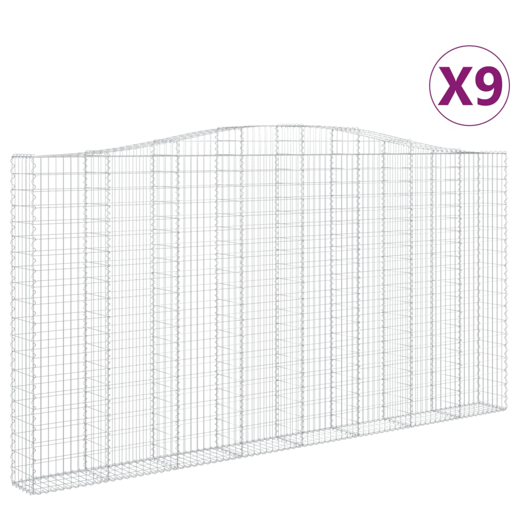 Cesti Gabbioni ad Arco 9 pz 400x30x200/220 cm Ferro Zincato