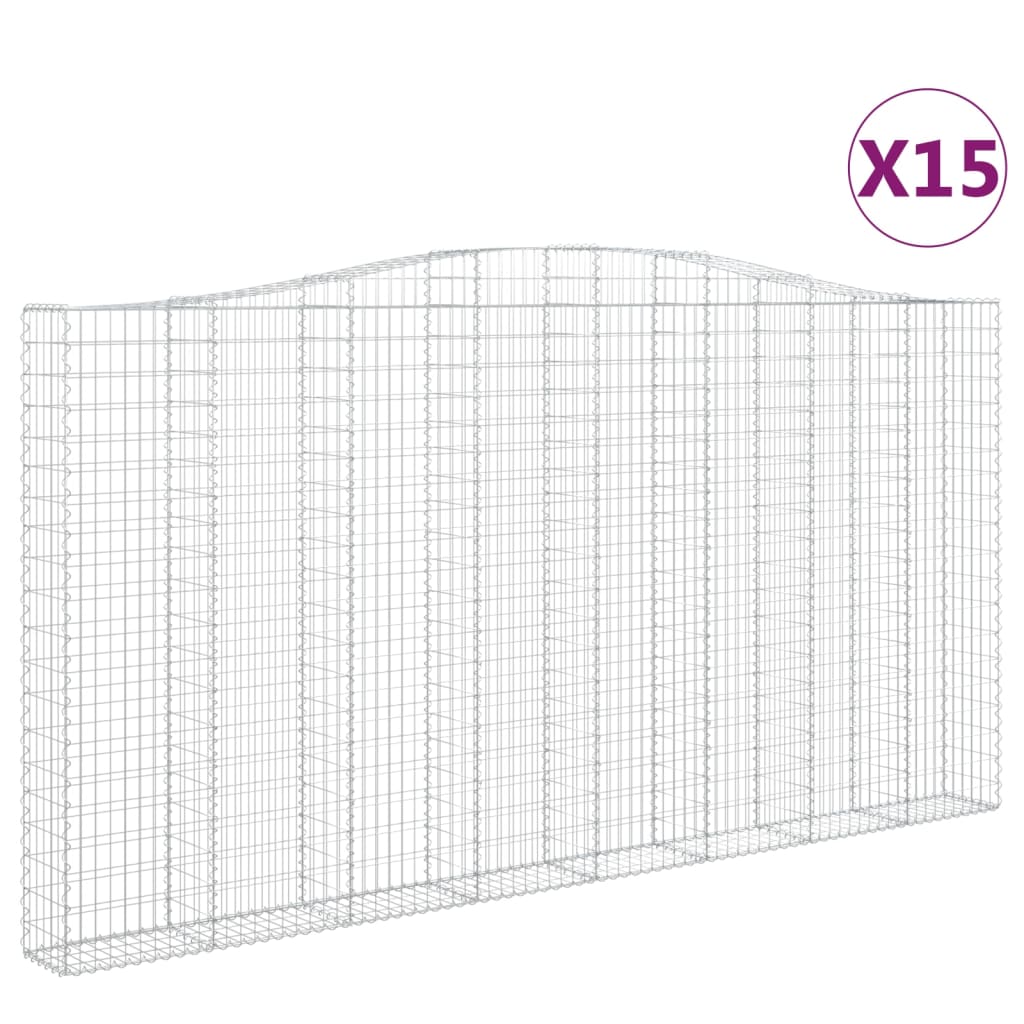 Cesti Gabbioni ad Arco 15 pz 400x30x200/220 cm Ferro Zincato