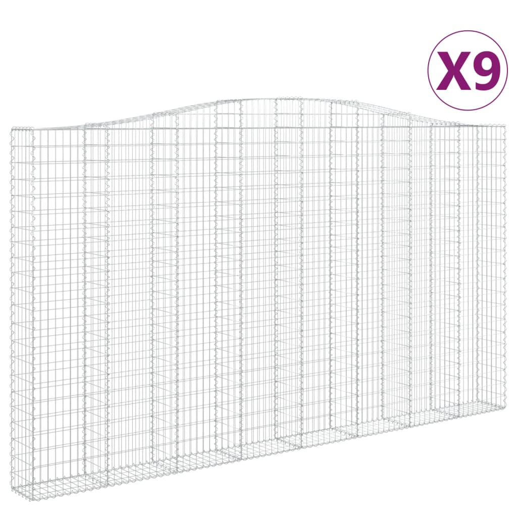 Cesti Gabbioni ad Arco 9 pz 400x30x220/240 cm Ferro Zincato