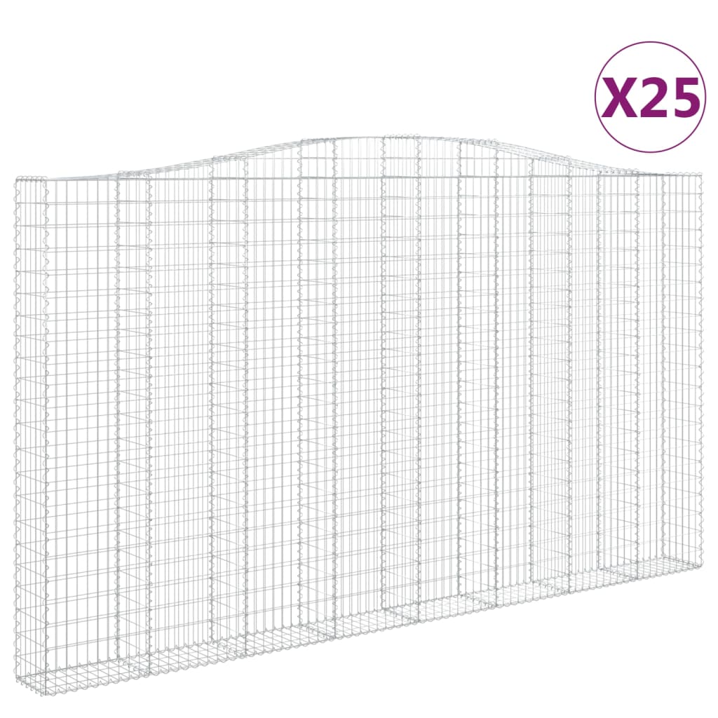 Cesti Gabbioni ad Arco 25 pz 400x30x220/240 cm Ferro Zincato