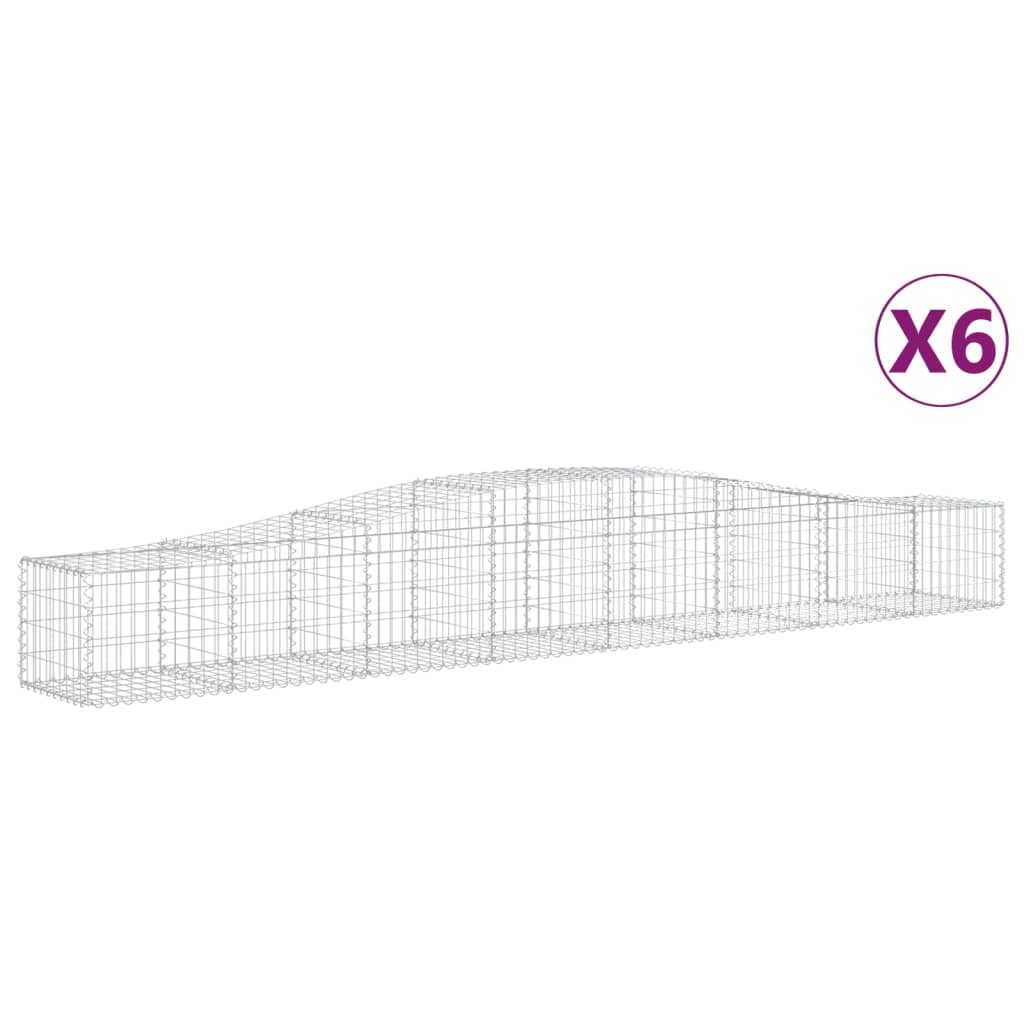 Cesti Gabbioni ad Arco 6 pz 400x50x40/60 cm Ferro Zincato