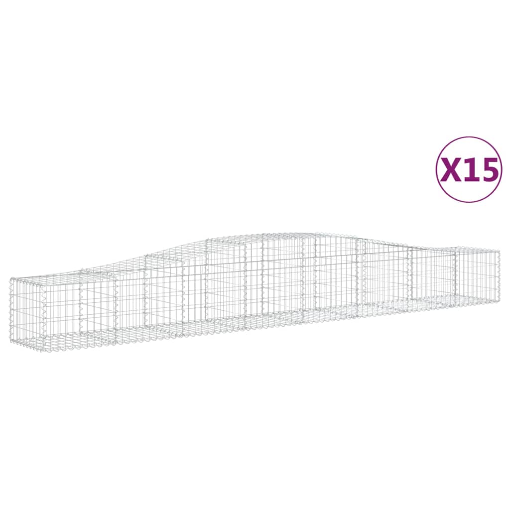 Cesti Gabbioni ad Arco 15 pz 400x50x40/60 cm Ferro Zincato