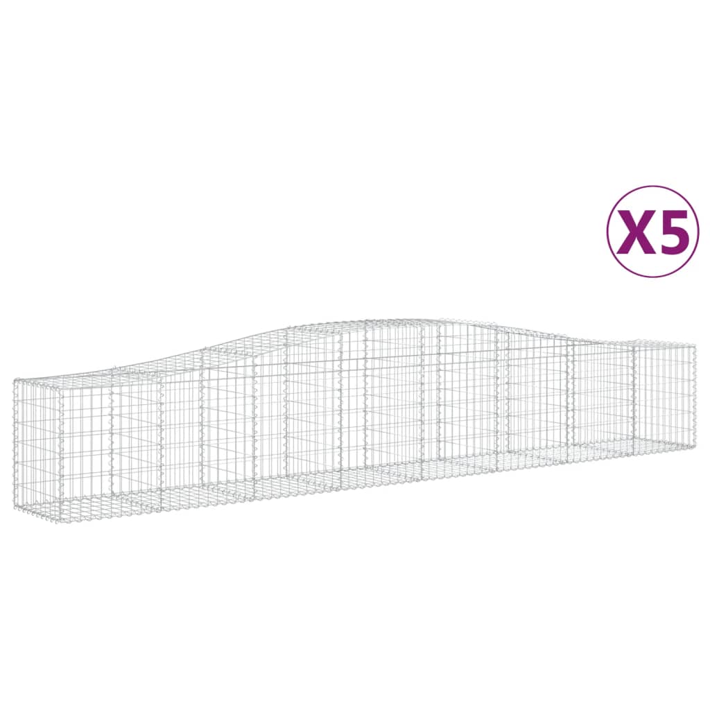 Cesti Gabbioni ad Arco 5 pz 400x50x60/80 cm Ferro Zincato
