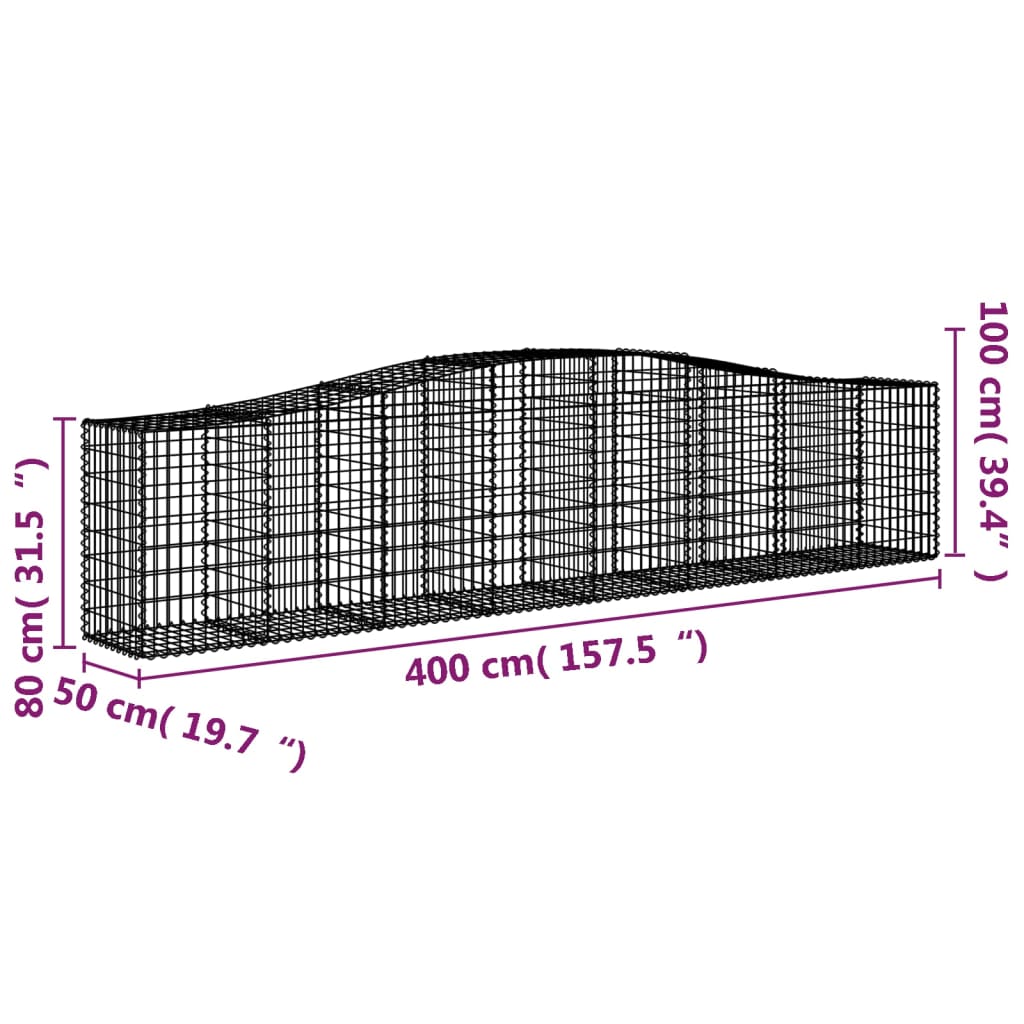 Cesti Gabbioni ad Arco 6 pz 400x50x80/100 cm Ferro Zincato